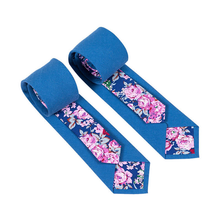 Cravate patchwork florale à carreaux pour homme - Bleu - image 9