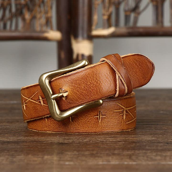 Ceinture en cuir craquelé vintage pour homme
