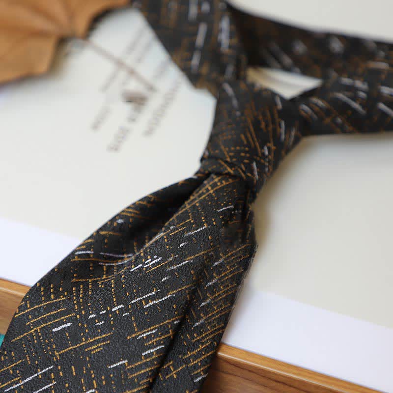 Cravate à rayures pour homme, série couleurs café, motif cachemire