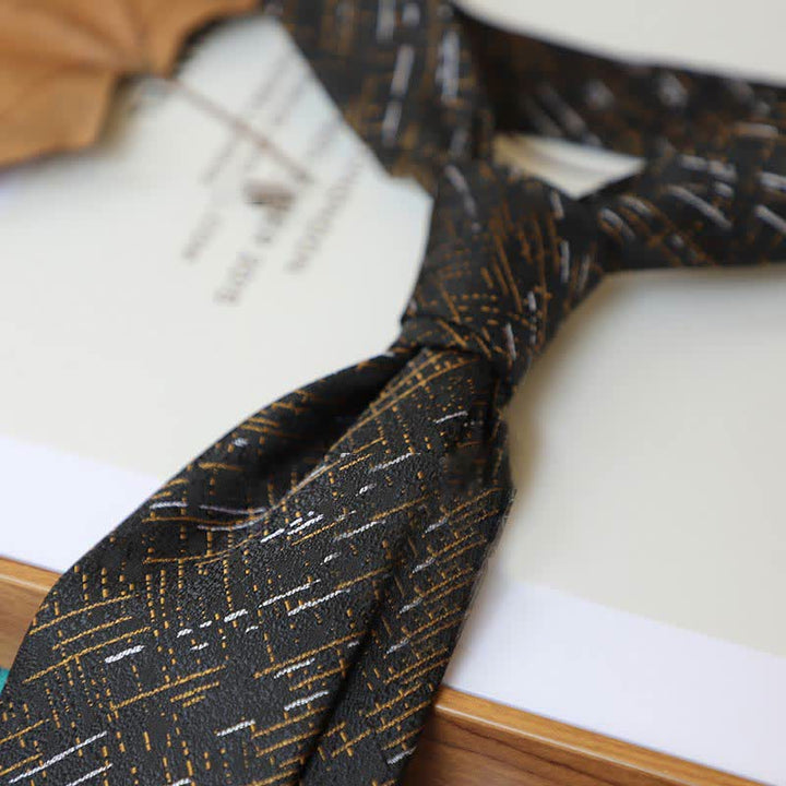 Cravate à rayures pour homme, série couleurs café, motif cachemire