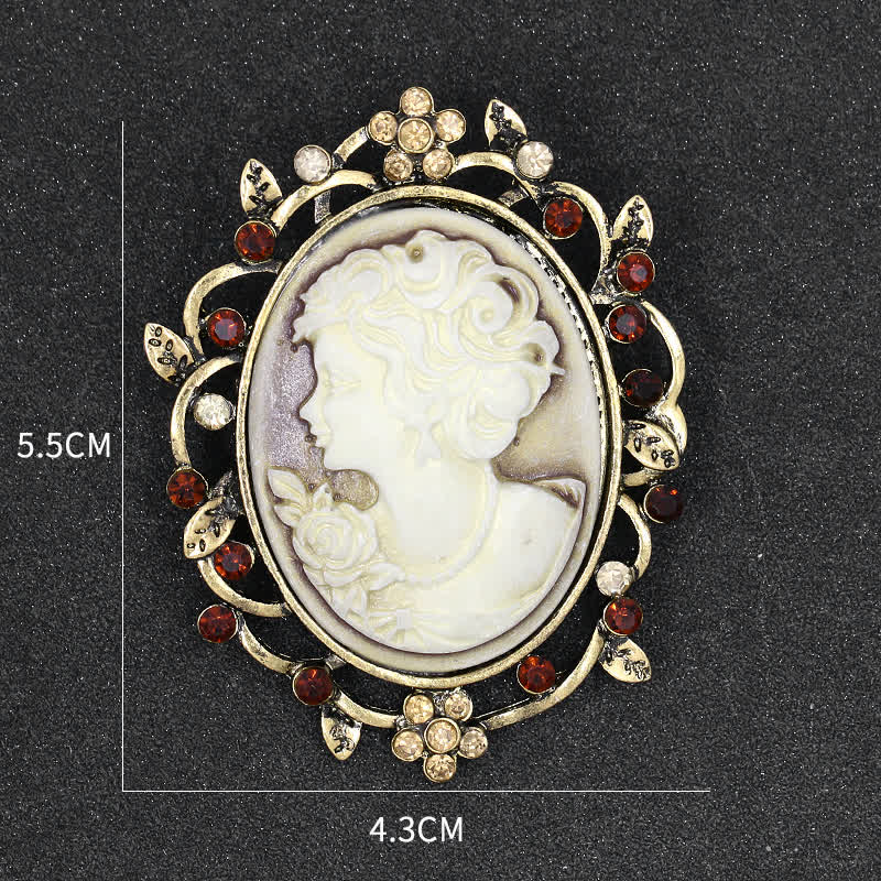 Broche camée ovale scintillante pour femme