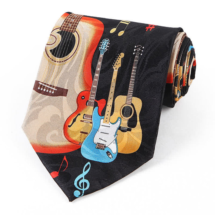 Cravate de campagne pour homme avec motif de dessin animé créatif - Guitare - image 2