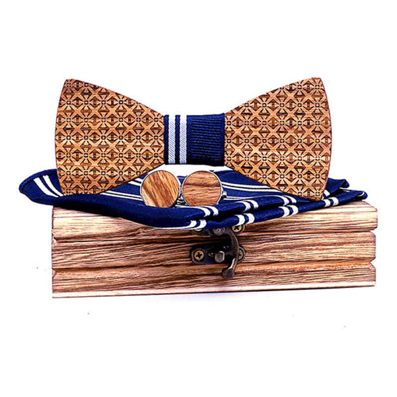 Lot de 3 nœuds papillon en bois pour homme avec flocons de neige de Noël