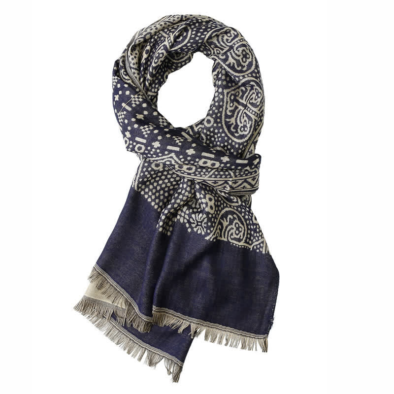 Écharpe ethnique légère en coton et lin pour homme