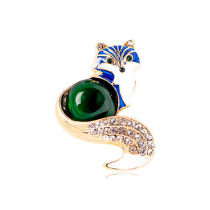 Broche renard en émail pour femme