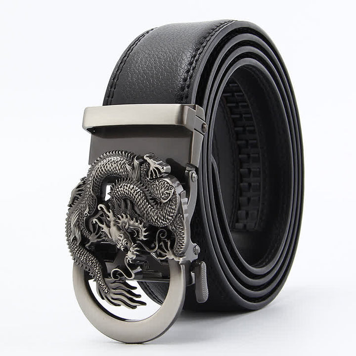 Ceinture en cuir à cliquet automatique Dragon Business pour homme
