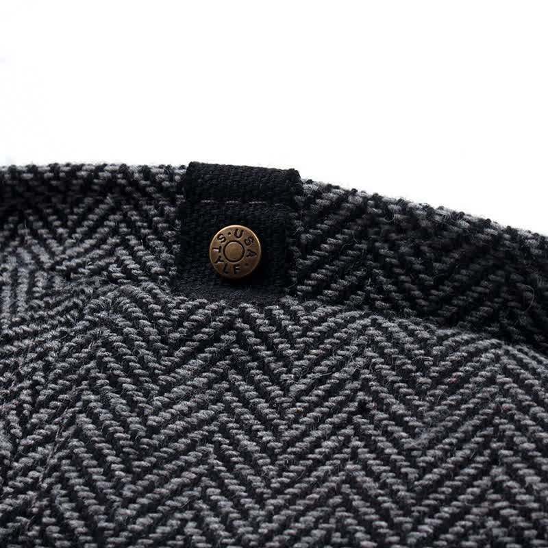 Casquette béret octogonale à chevrons rayée vintage
