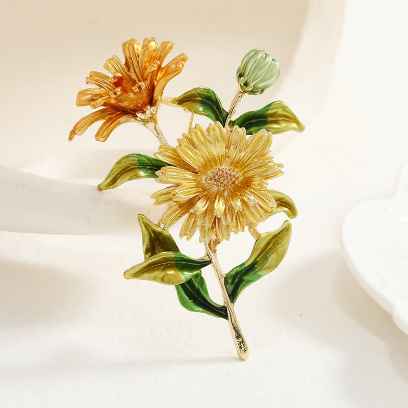 Broche créative à motif de marguerite florale pour femme
