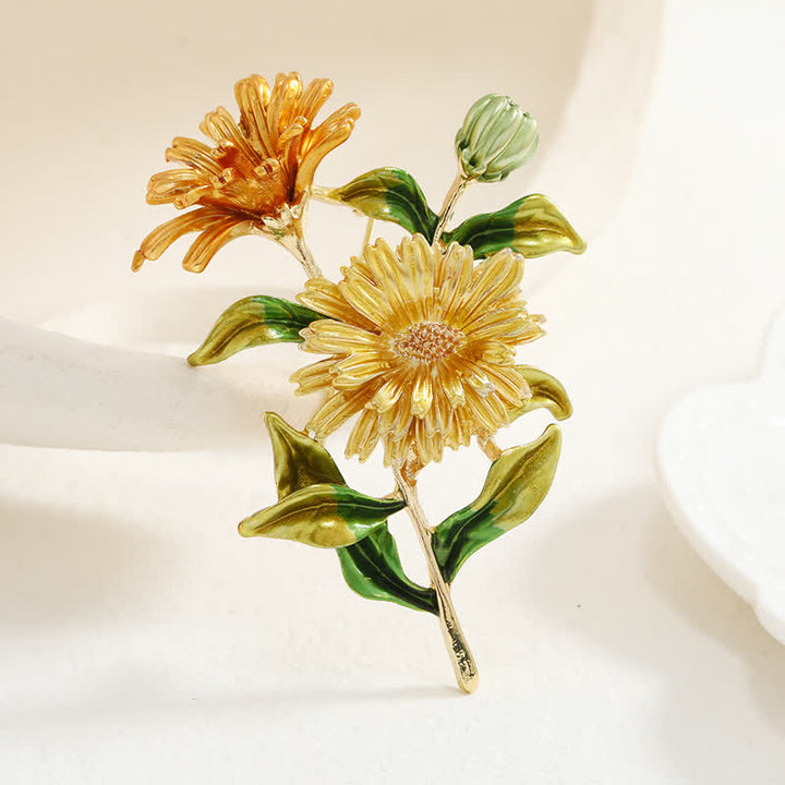 Broche créative à motif de marguerite florale pour femme