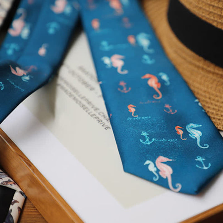 Cravate pour homme à motifs de créatures préhistoriques colorées