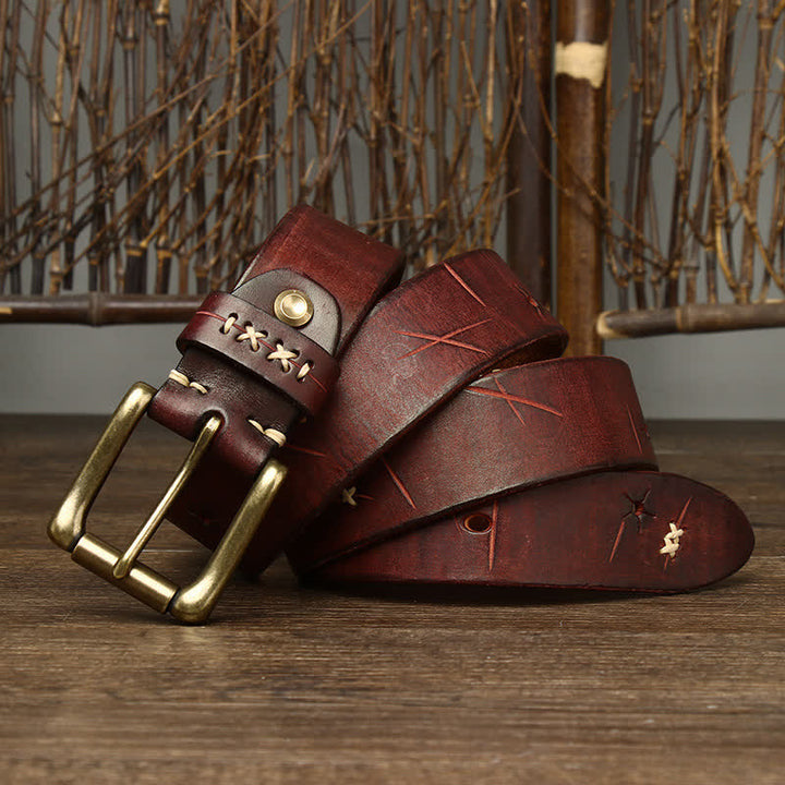 Ceinture en cuir sculpté fantaisie vintage pour homme