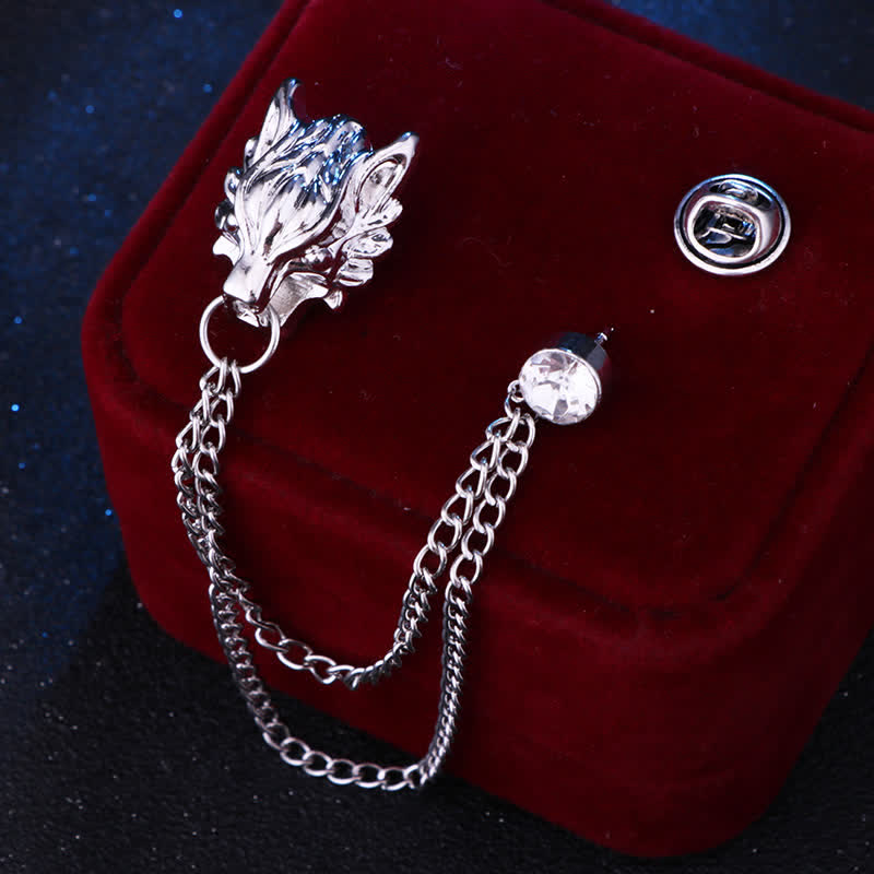 Broche chaîne pour homme représentant le loup du roi de la forêt