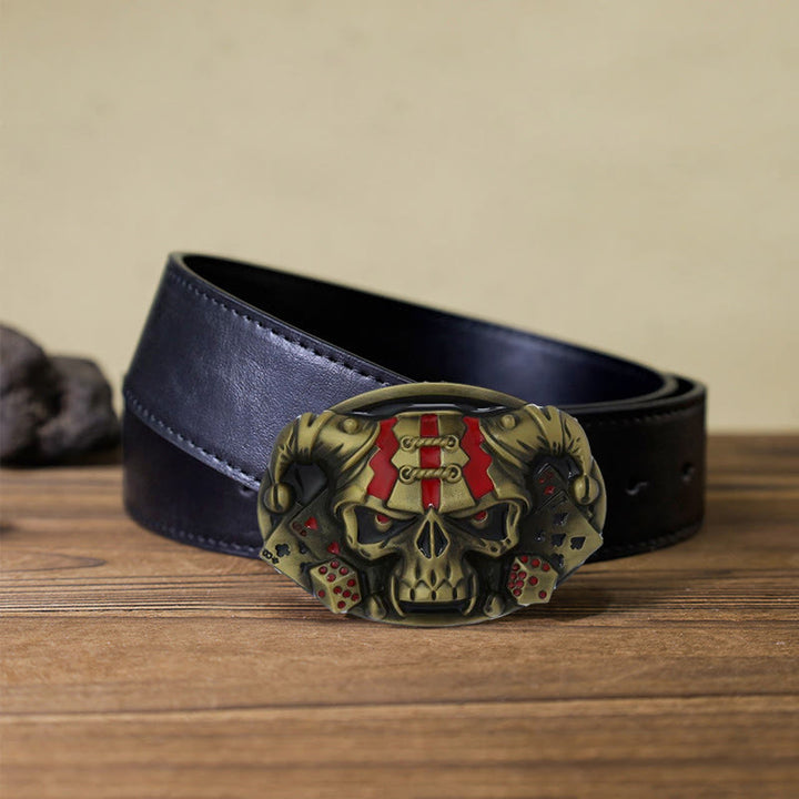 Ceinture en cuir à boucle Joker Skull Clown DIY pour homme