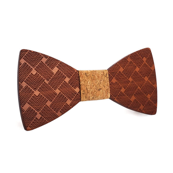 Nœud papillon en bois à motif tissé pour homme