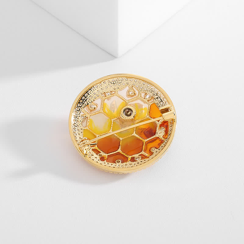 Broche nid d'abeille pour femme en forme de ruche d'abeilles