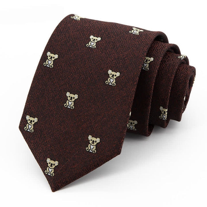 Cravate Koala Jaune Café Foncé pour Homme