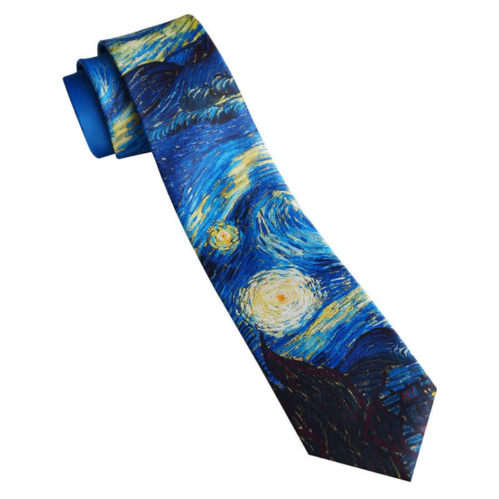 Cravate pour homme avec peinture bleue et nuit étoilée