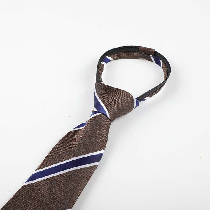 Cravate rayée à fermeture éclair pour homme - Brun - image 1