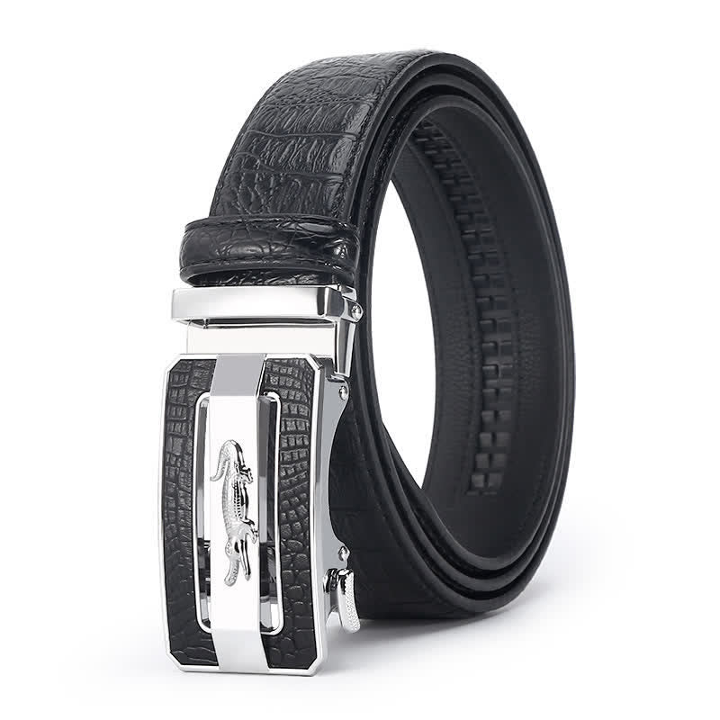 Ceinture en cuir à boucle automatique pour homme, motif crocodile
