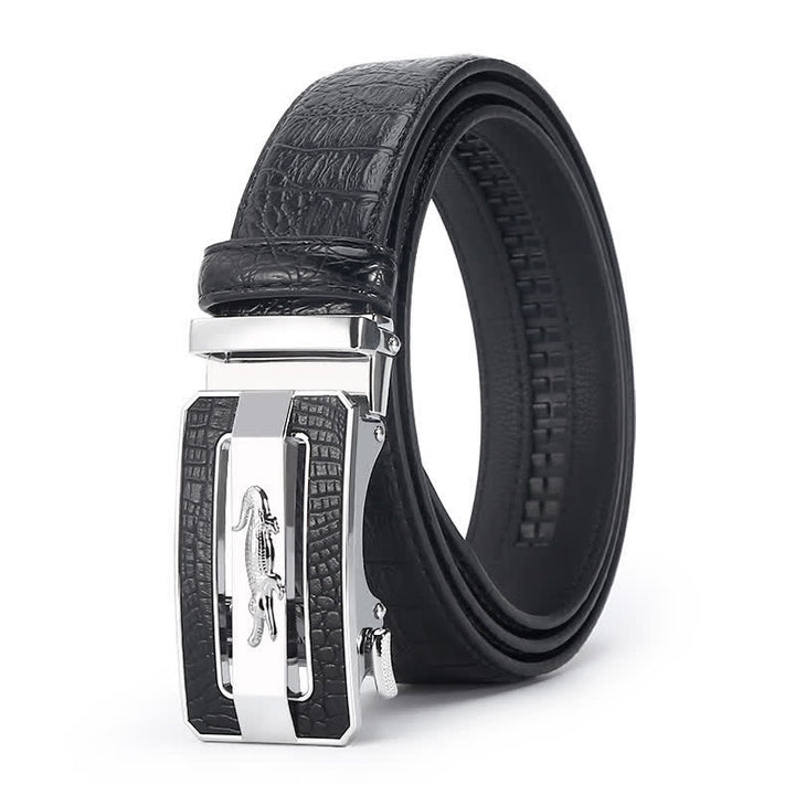 Ceinture en cuir à boucle automatique pour homme, motif crocodile