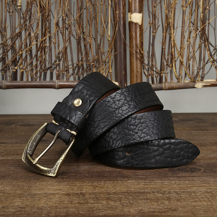 Ceinture en cuir à motif peau de yak rétro pour homme