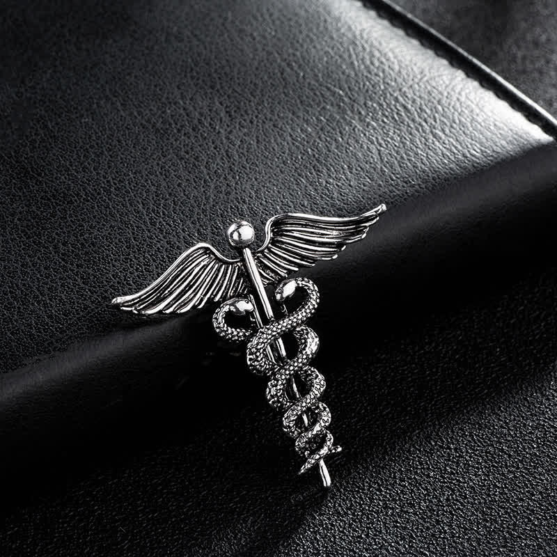 Broche Caducée Double Serpents pour Homme
