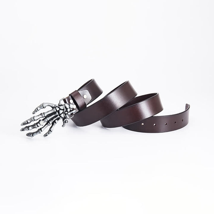 Ceinture en cuir pour homme avec motif main de squelette et punk rock
