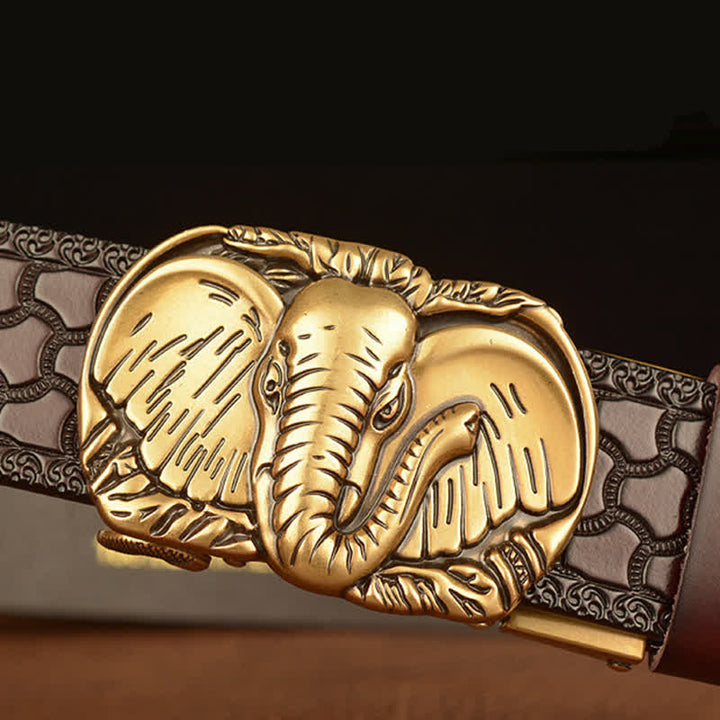 Ceinture en cuir à grandes oreilles d'éléphant pour homme