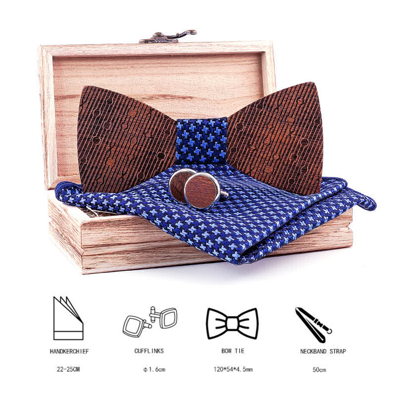 Lot de 3 nœuds papillon en bois en forme de feuilles creuses pour homme
