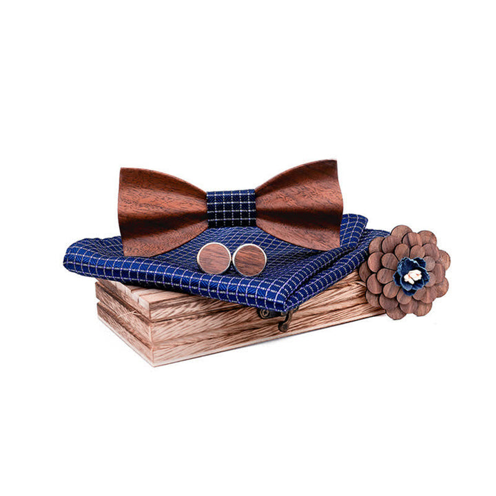 Lot de 4 noeuds papillon en bois de noyer noir pour homme