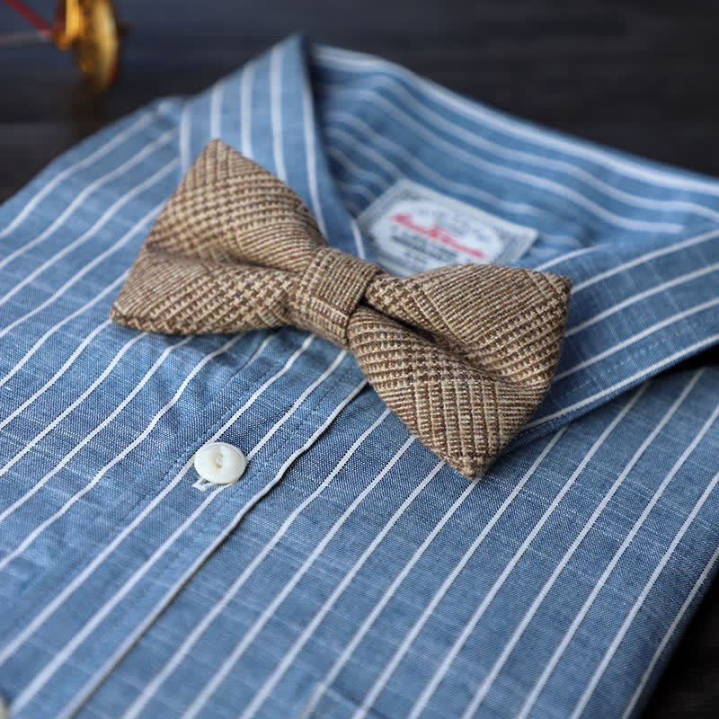 Nœud papillon simple en tweed de laine mélangée pour homme