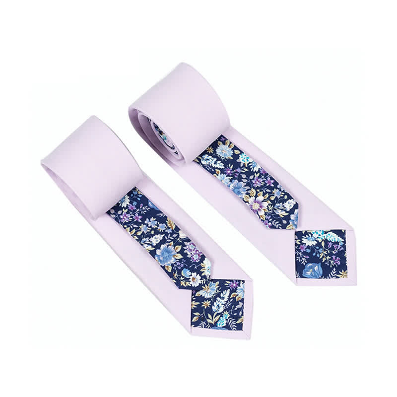 Cravate patchwork florale à carreaux pour homme - Blush lavande - image 7