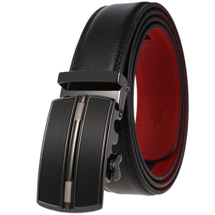 Ceinture en cuir à boucle automatique creuse simple pour homme - Noir #7 - 46 - image 19