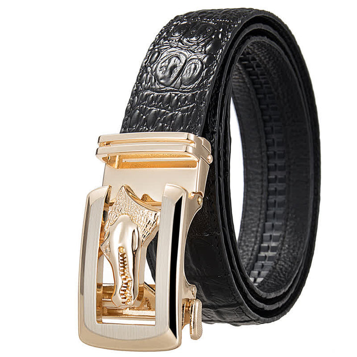 Ceinture en cuir imprimé crocodile à boucle automatique creuse pour homme