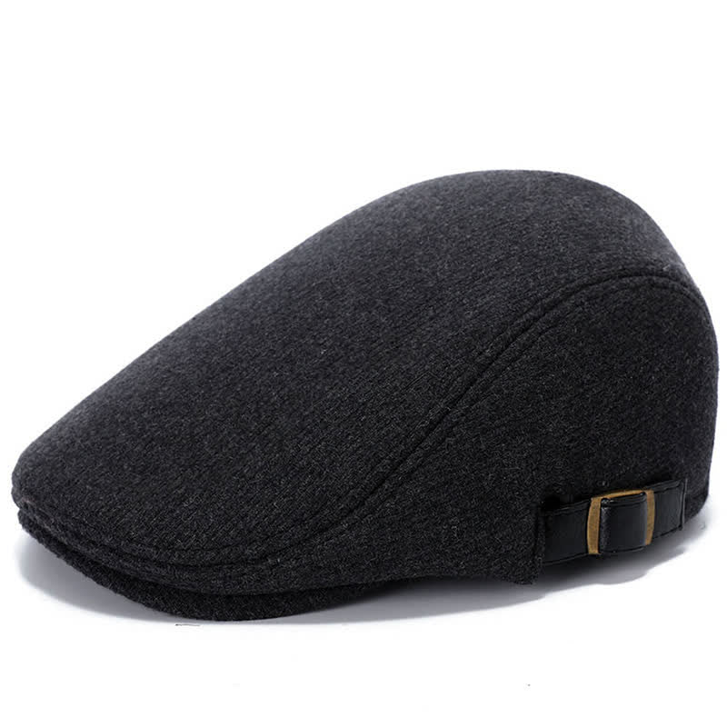 Béret plat en cuir avec boucle réglable