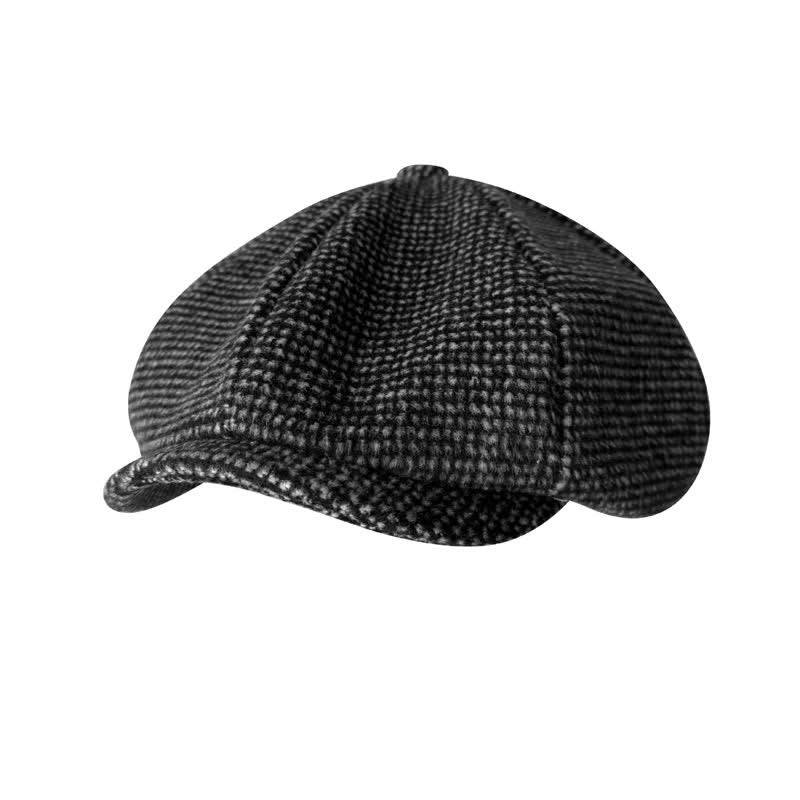 Béret octogonal à petits carreaux Gatsby - Noir et blanc - XL (24"-24 1/2") - image 1