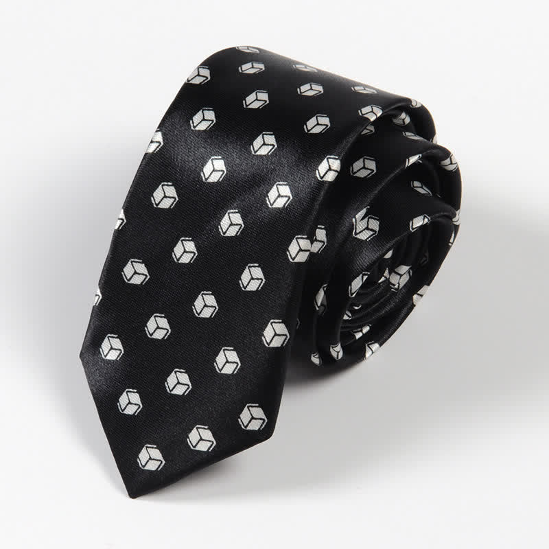 Cravate rayée à petits carreaux noirs et blancs pour homme - Boîtes - image 5