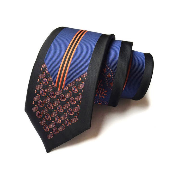 Cravate rayée à motif cachemire et à fleurs pour homme Collision Inspire - Noir et bleu marine - image 4
