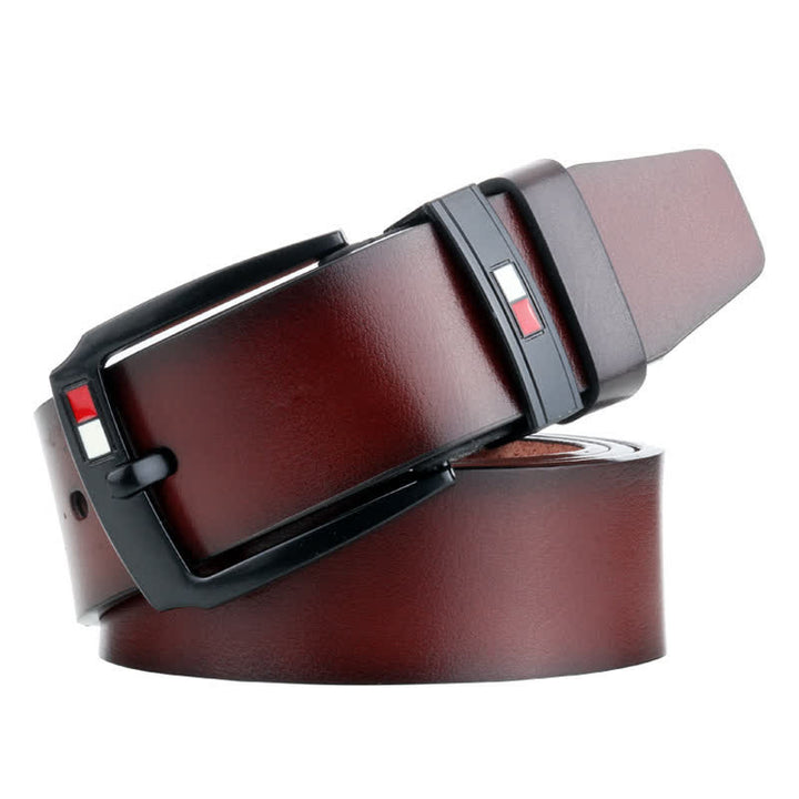 Ceinture en cuir à boucle noire rétro pour homme - Café - 44 - image 8