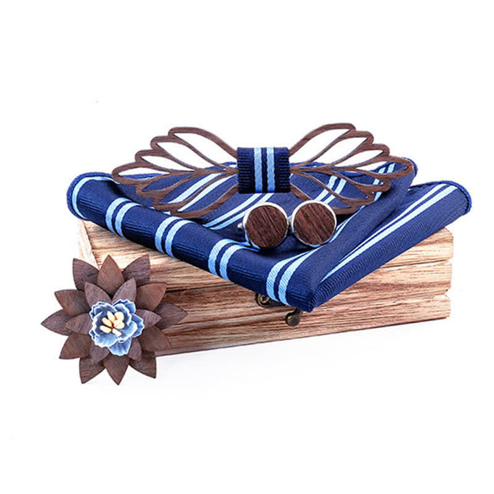 Lot de 4 nœuds papillon en bois en forme de feuilles creuses pour homme