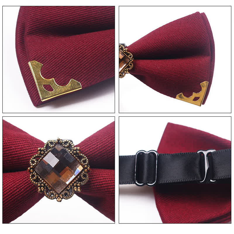 Nœud papillon en coton à bordure dorée pour homme