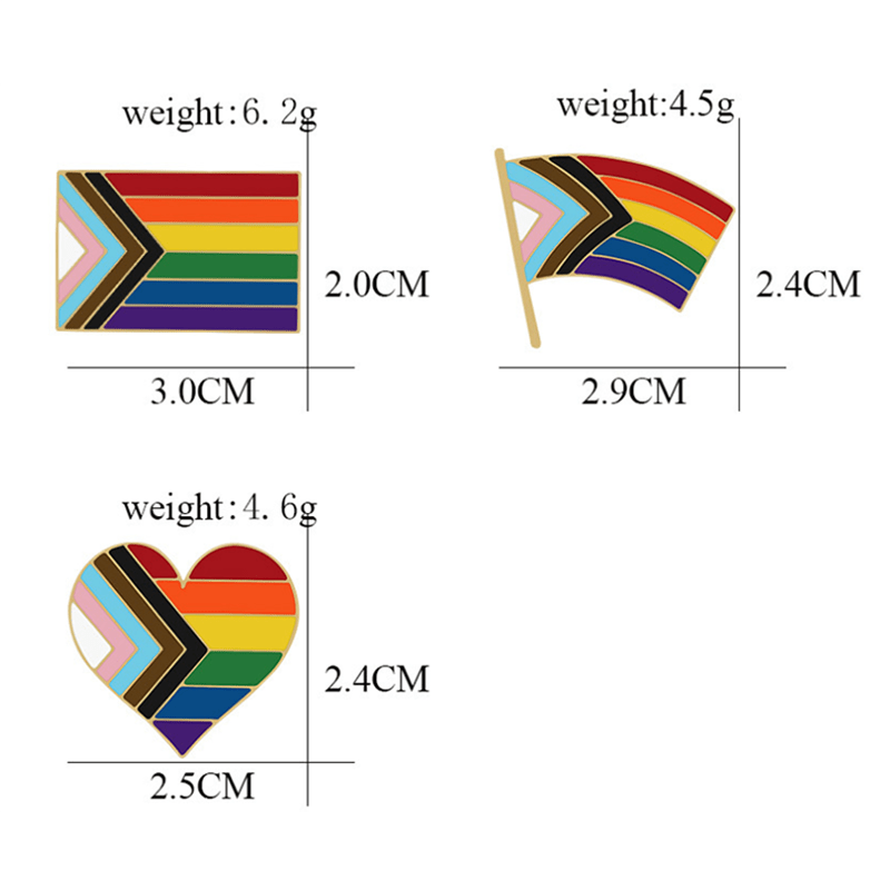 Lot de 3 broches avec drapeau arc-en-ciel « Montrez votre fierté »