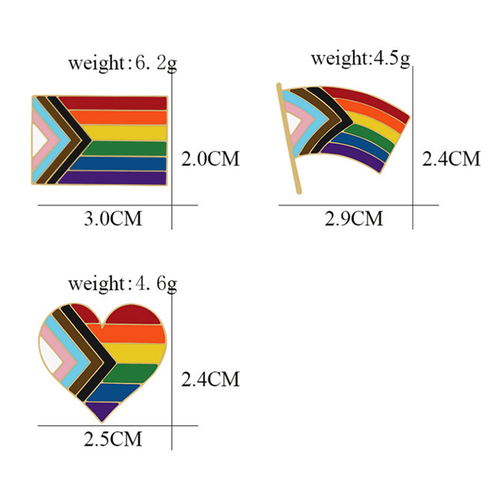 Lot de 3 broches avec drapeau arc-en-ciel « Montrez votre fierté »