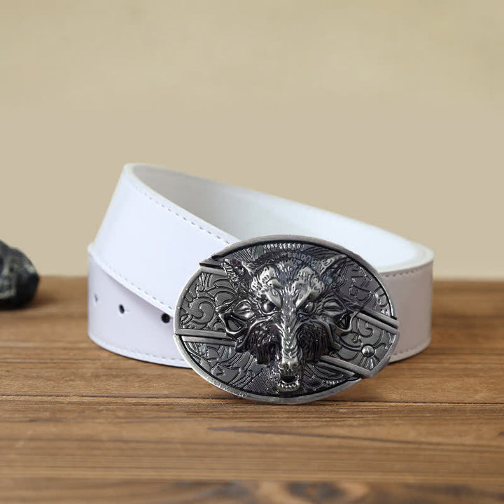 Ceinture en cuir pour homme avec couteau pliant caché en forme de tête de loup