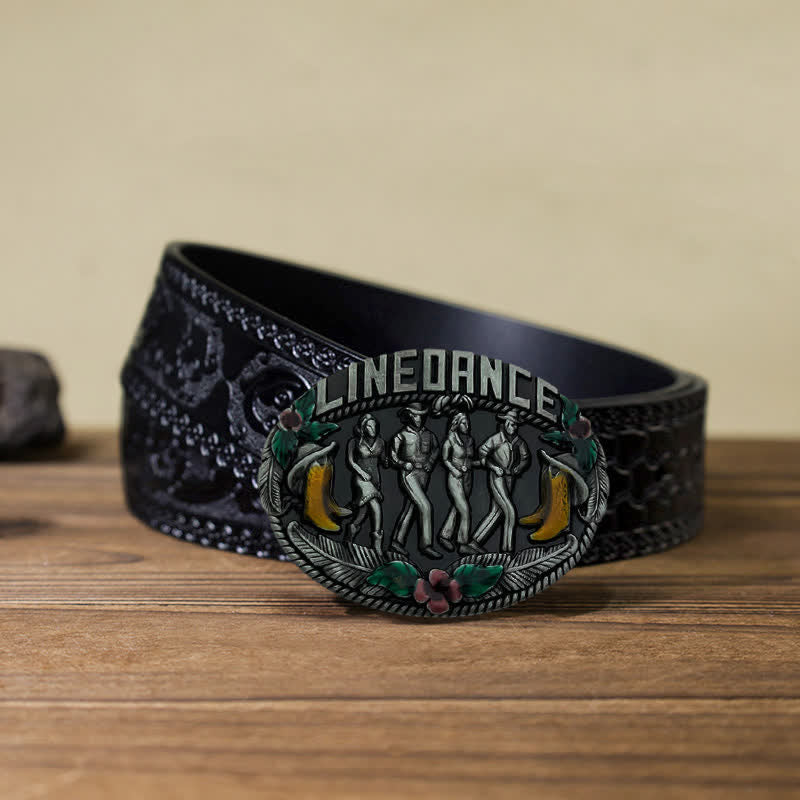 Ceinture en cuir à boucle pour danse en ligne western pour homme
