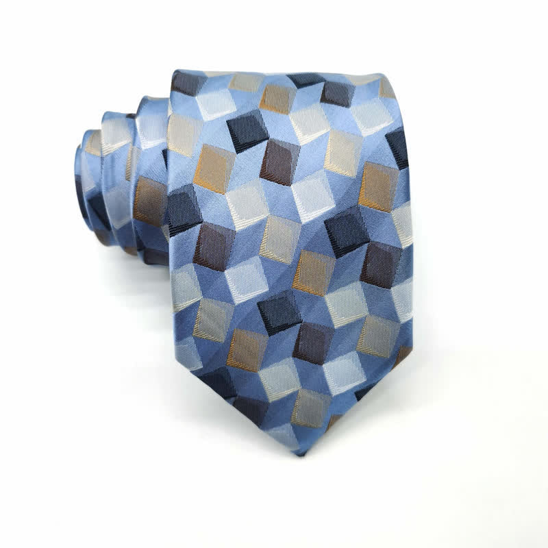 Cravate carrée en pure soie à motif géométrique coloré pour homme