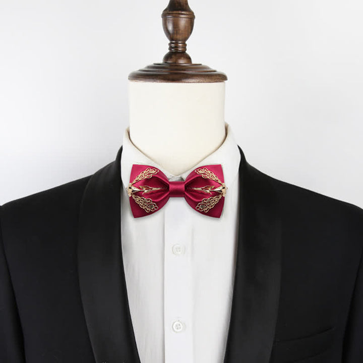 Nœud papillon pour homme à motif de lys calla à fleurs dorées
