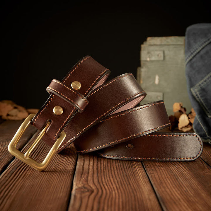 Ceinture en cuir vintage à boucle simple pour homme