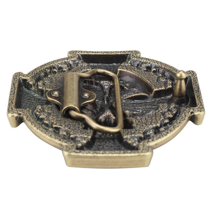 Ceinture en cuir à motif tête de mort en relief pour homme