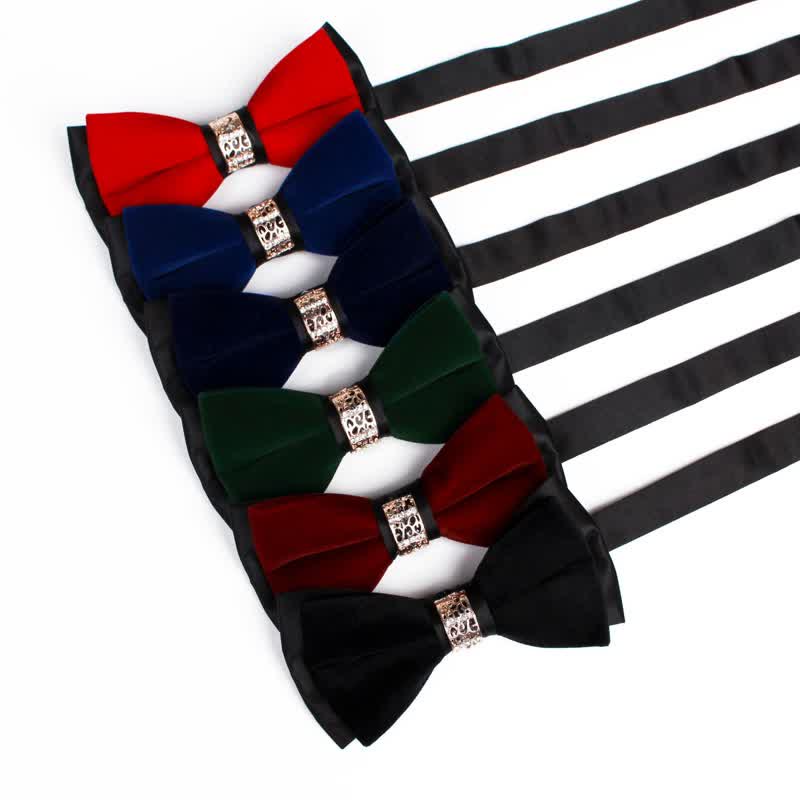 Nœud papillon en velours patchwork strass pour homme - image 0